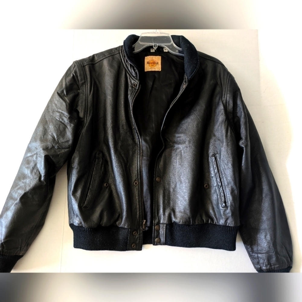 Hard Rock Cafe Leather Bomber Jacket New York. - Picture 2 of 7